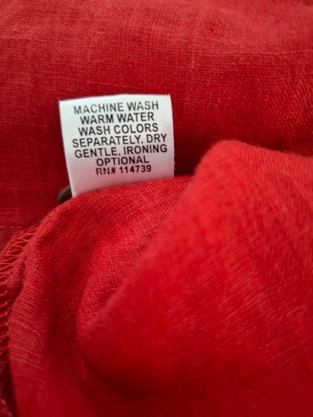 FLAX Red Linen Button Front Shirt Plus Size 2G Lagenlook Holiday Boho Tunic EUC - Picture 4 of 11
